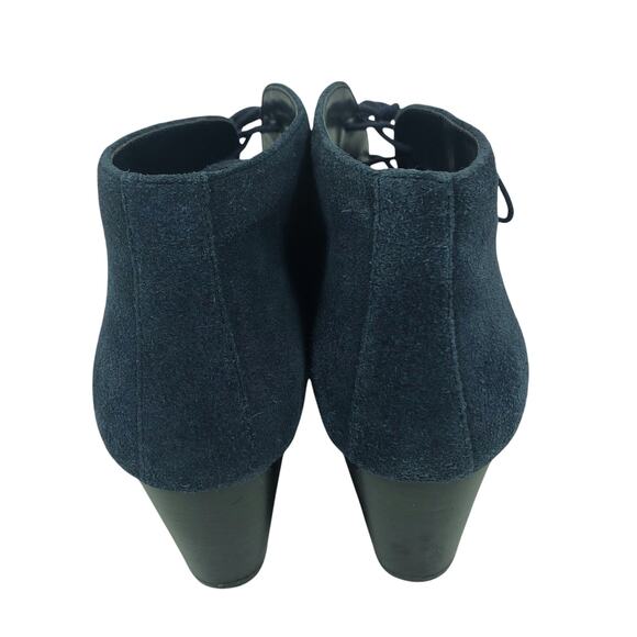 Vionic Ankle Boots 8 Zenda Blue Suede Leather Heeled Booties Lace Up Orthaheel - Picture 6 of 11